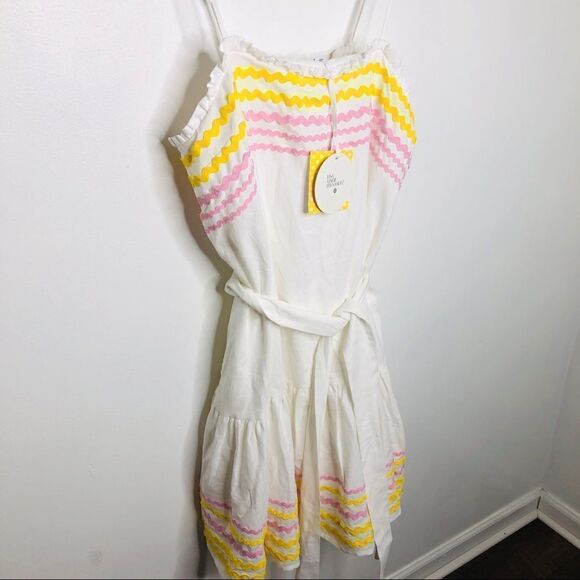 NWT Lisa Marie Fernandez Ric Rac Flowy Dress M L Medium Large White Pink Yellow - Picture 2 of 7